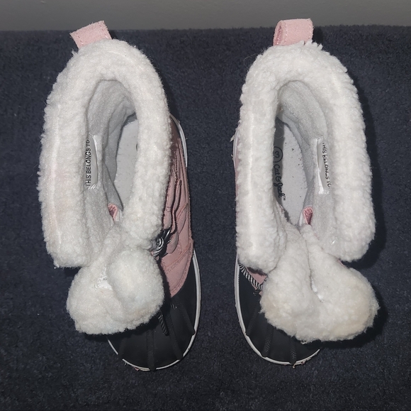Cat & Jack Pink and Black Girl Winter Waterproof Snow Boots Size 13 Little Girls - Picture 3 of 15